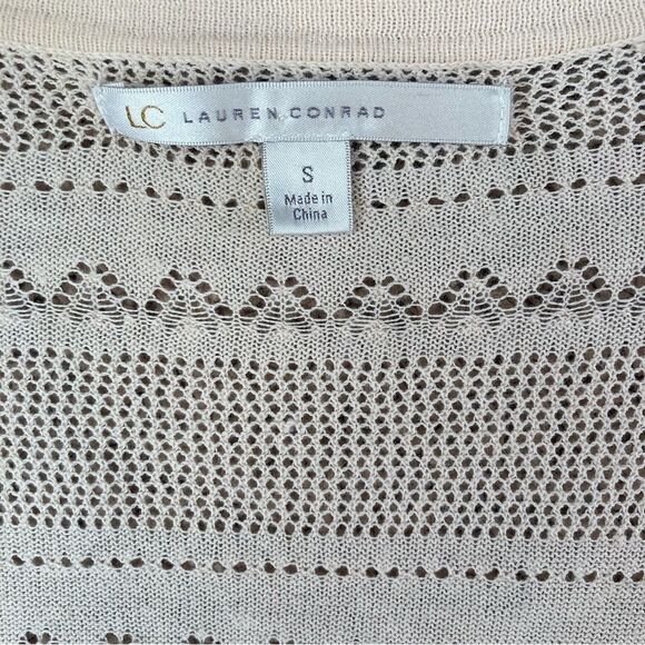 Lauren Conrad Long Cardigan Crochet Knit Cream Long Sleeve Buttons Women's Small - Picture 2 of 7